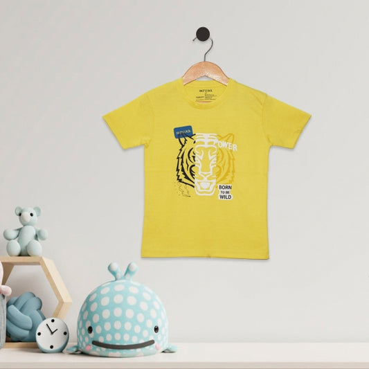 BORN TO BE WILD KID'S PRINTED T-SHIRT - YELLOW