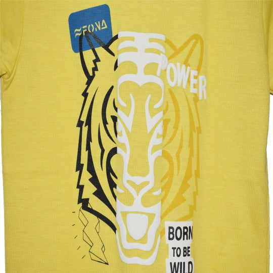 BORN TO BE WILD KID'S PRINTED T-SHIRT - YELLOW