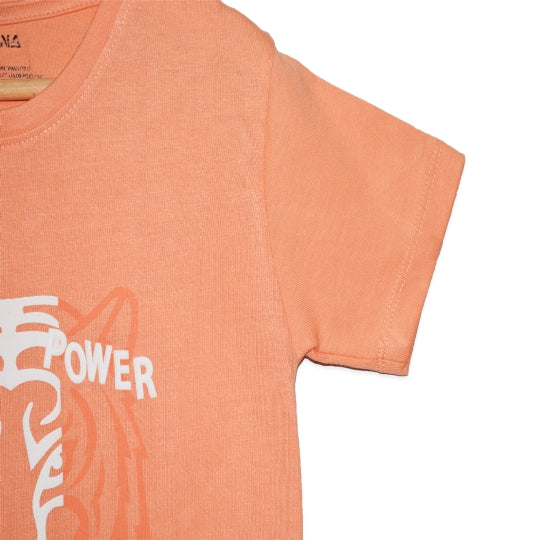 BORN TO BE WILD KID'S PRINTED T-SHIRT - PEACH