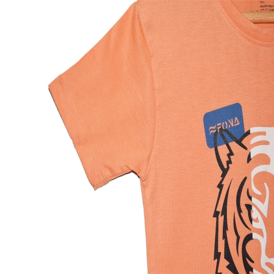 BORN TO BE WILD KID'S PRINTED T-SHIRT - PEACH