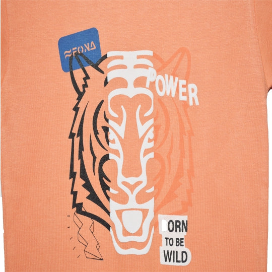 BORN TO BE WILD KID'S PRINTED T-SHIRT - PEACH