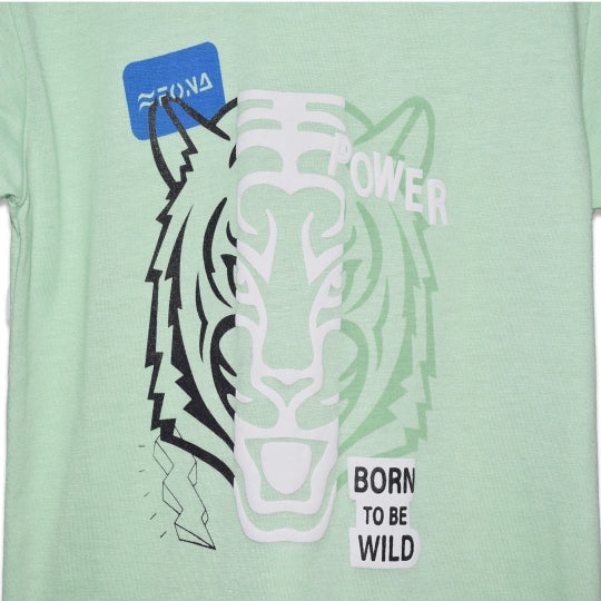 BORN TO BE WILD KID'S PRINTED T-SHIRT -SKY LIGHT