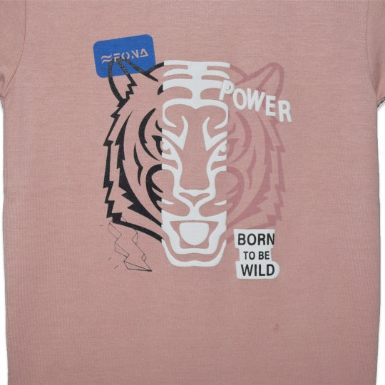 BORN TO BE WILD KID'S PRINTED T-SHIRT - PINK