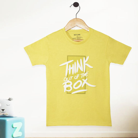 THINK OUT OF BOX KID'S PRINTED T-SHIRT -YELLOW