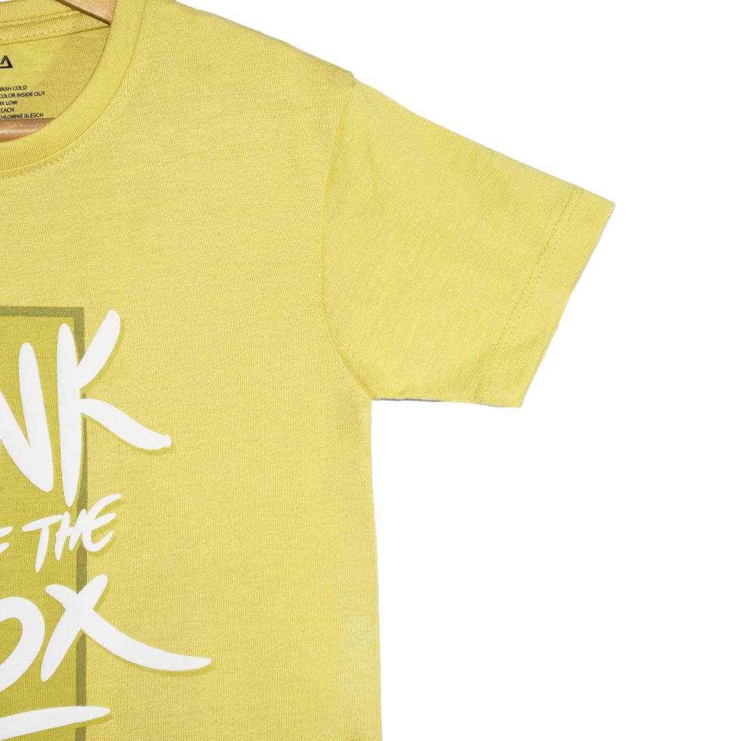 THINK OUT OF BOX KID'S PRINTED T-SHIRT -YELLOW