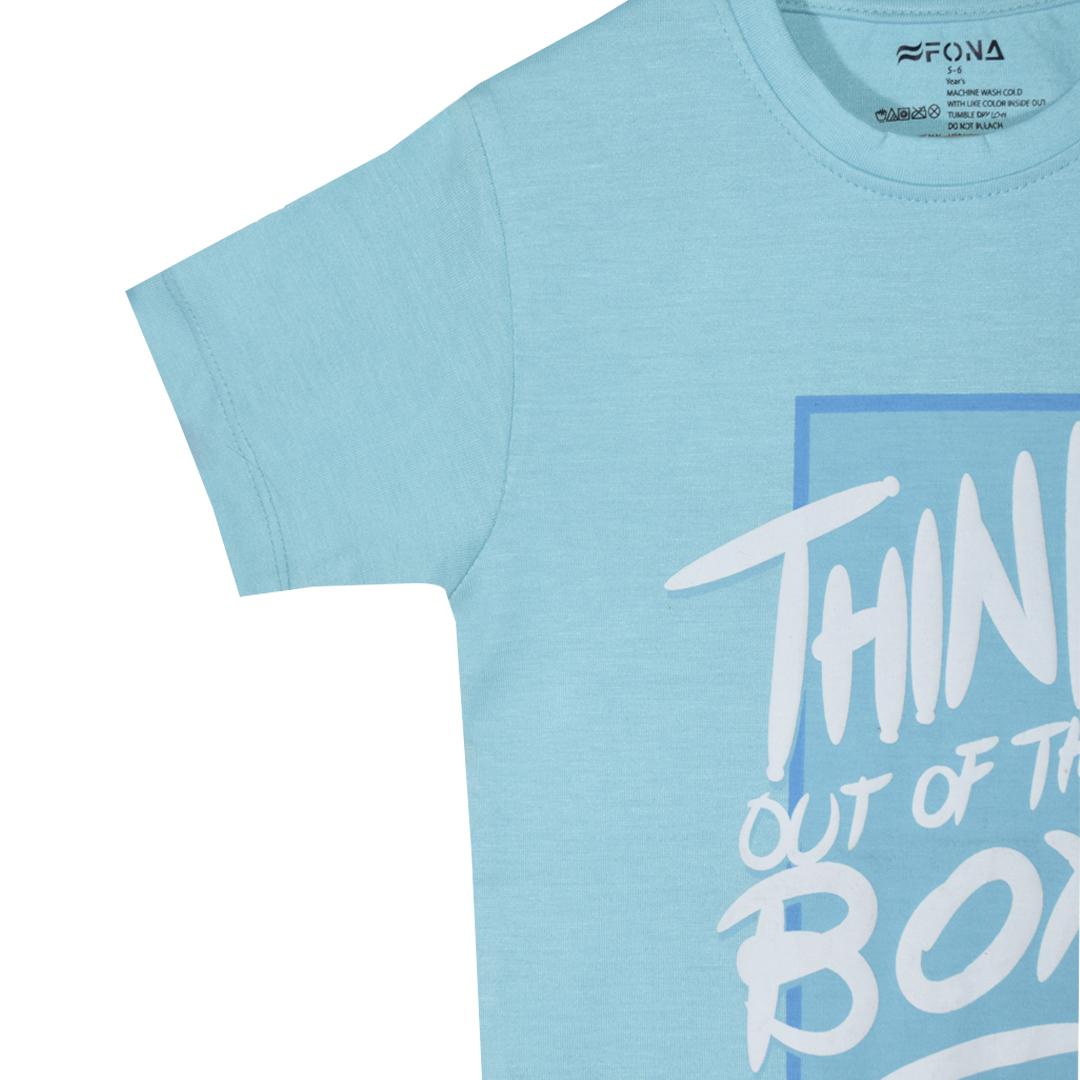 THINK OUT OF BOX KID'S PRINTED T-SHIRT -BLUE