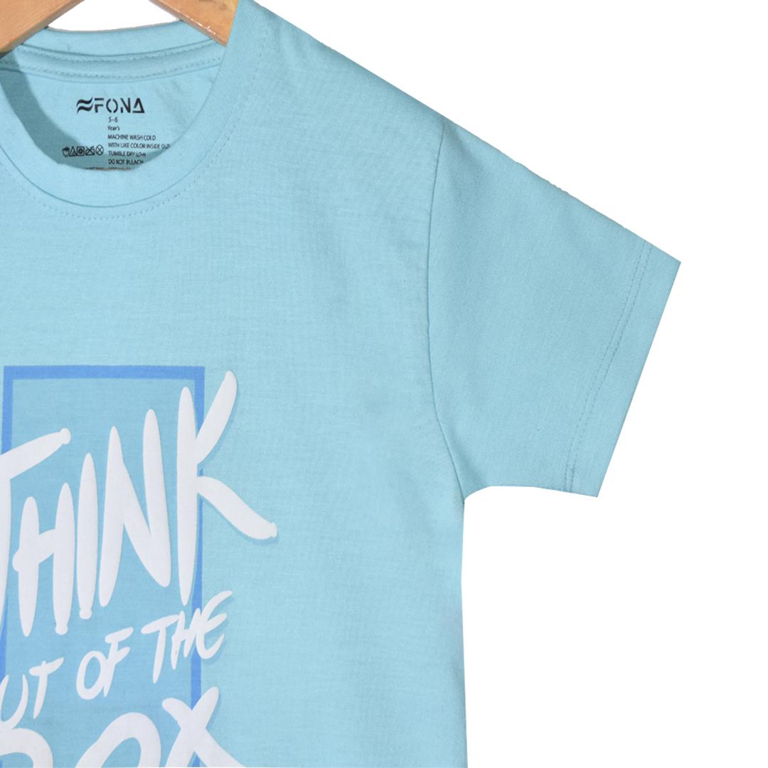 THINK OUT OF BOX KID'S PRINTED T-SHIRT -BLUE