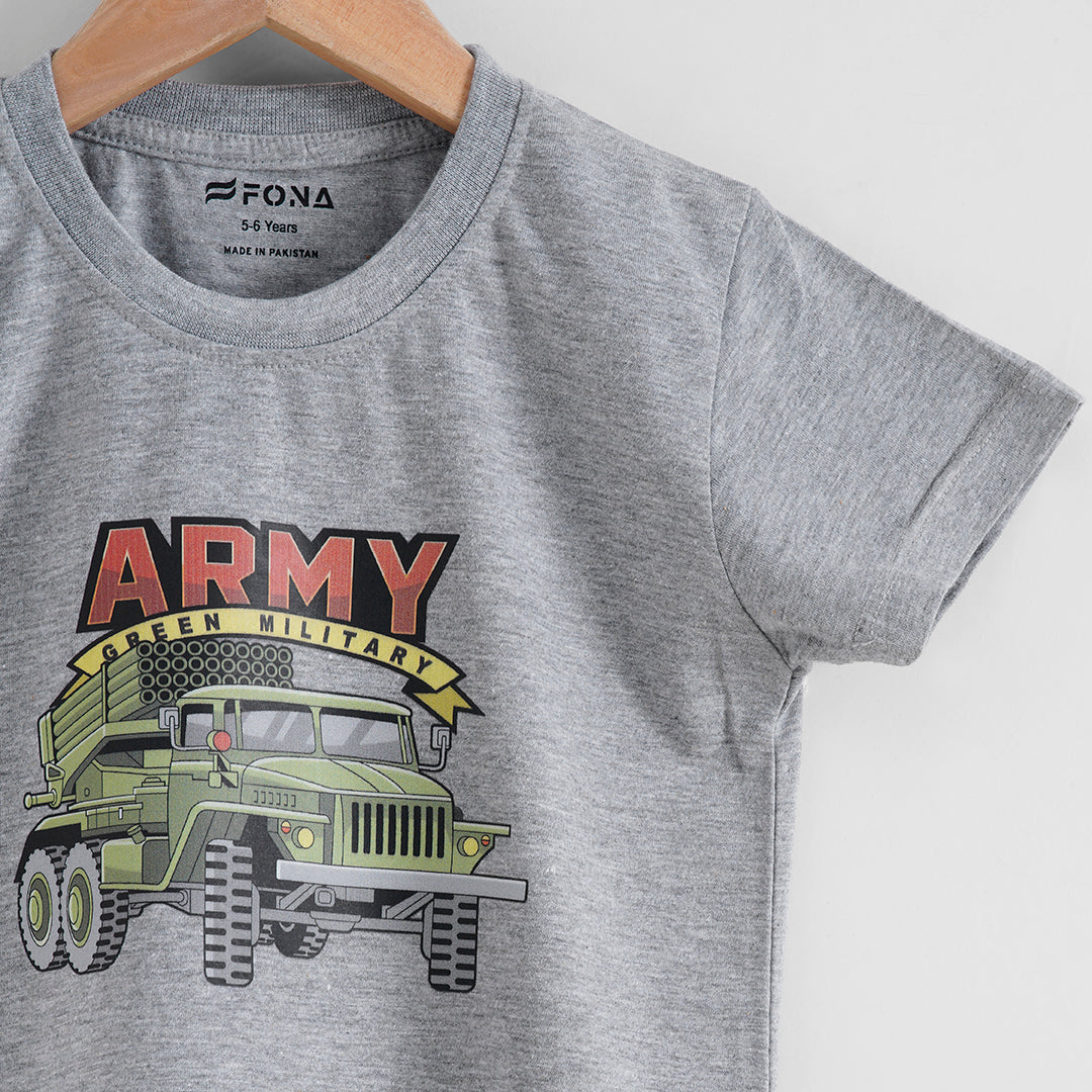 GREEN MILATRY UNISEX T-SHIRT - GREY