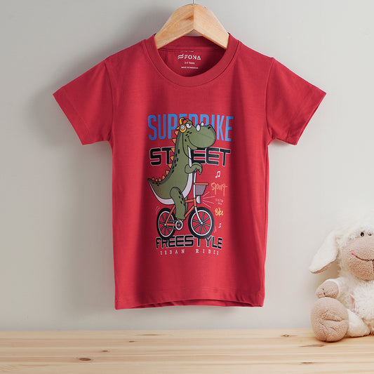 SUPERBIKE DINASOUR UNISEX T-SHIRT - RED