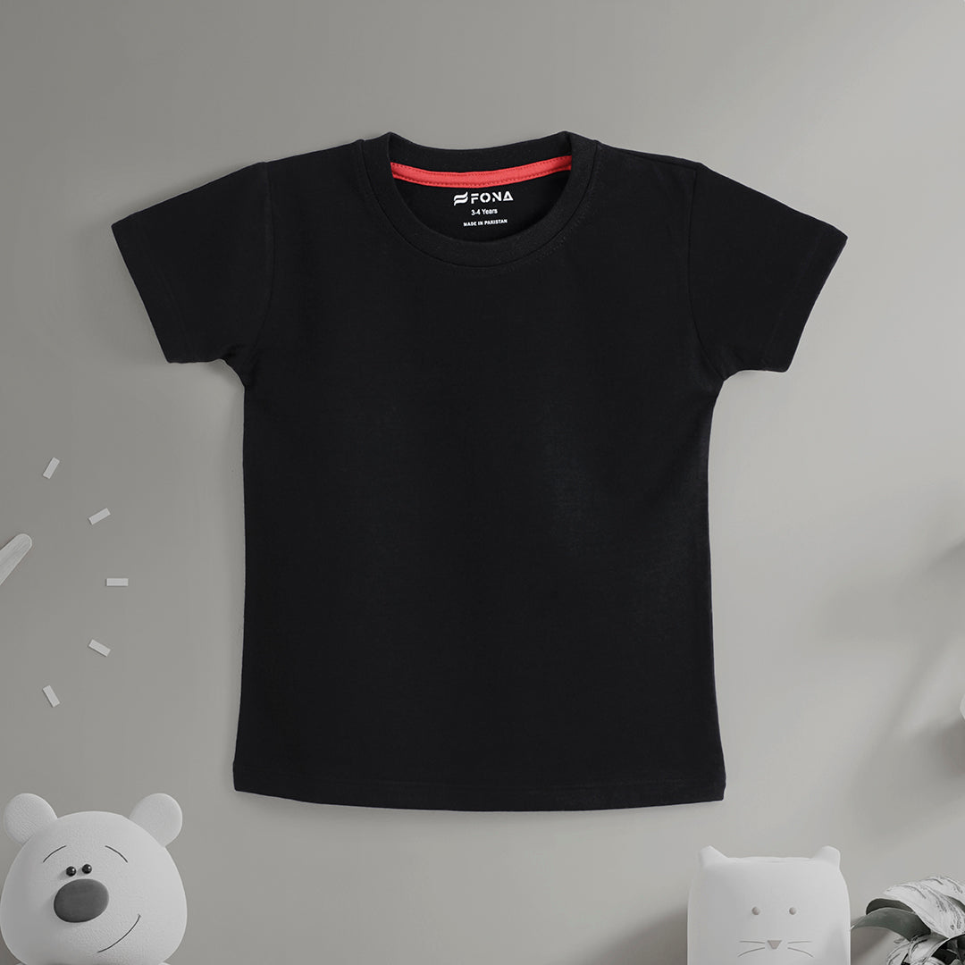 SOLID BLACK UNISEX T-SHIRT FOR KIDS