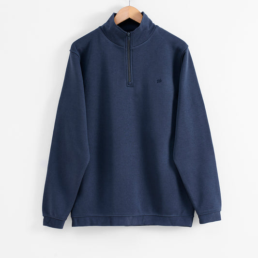 TRUE NAVY ZIP MOCK CREW NECK MEN'S SWEATSHIRT