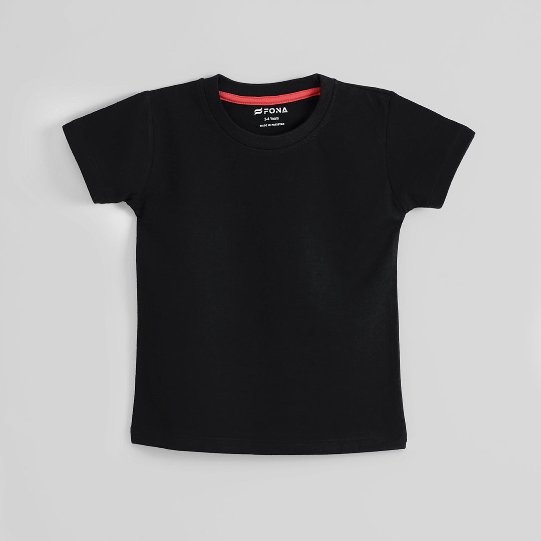 SOLID BLACK UNISEX T-SHIRT FOR KIDS