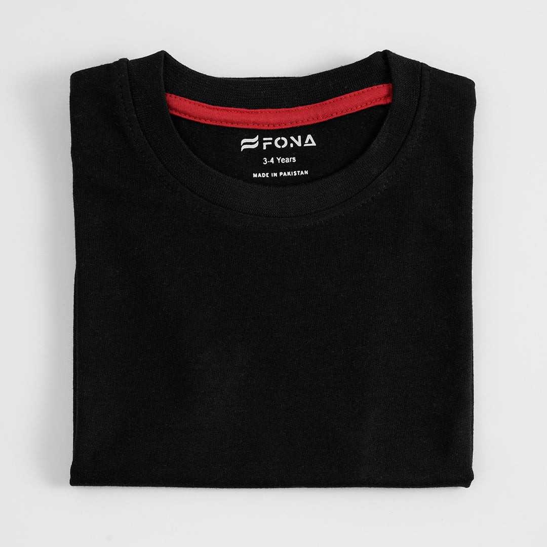 SOLID BLACK UNISEX T-SHIRT FOR KIDS