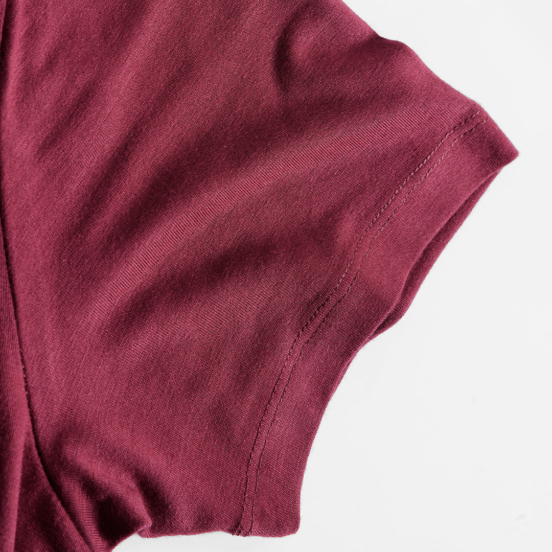 BURGUNDY MAROON PRINTED CREW NECK MEN T-SHIRT