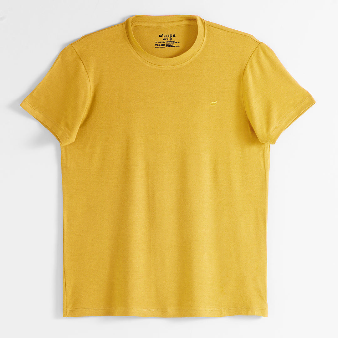 LEMON YELLOW CREW NECK MEN T-SHIRT