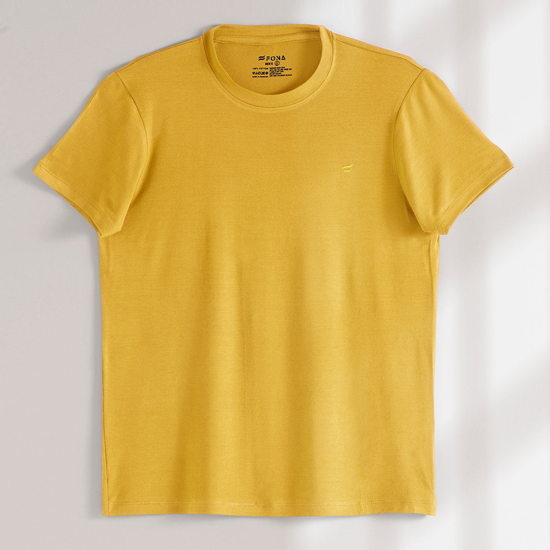 LEMON YELLOW CREW NECK MEN T-SHIRT