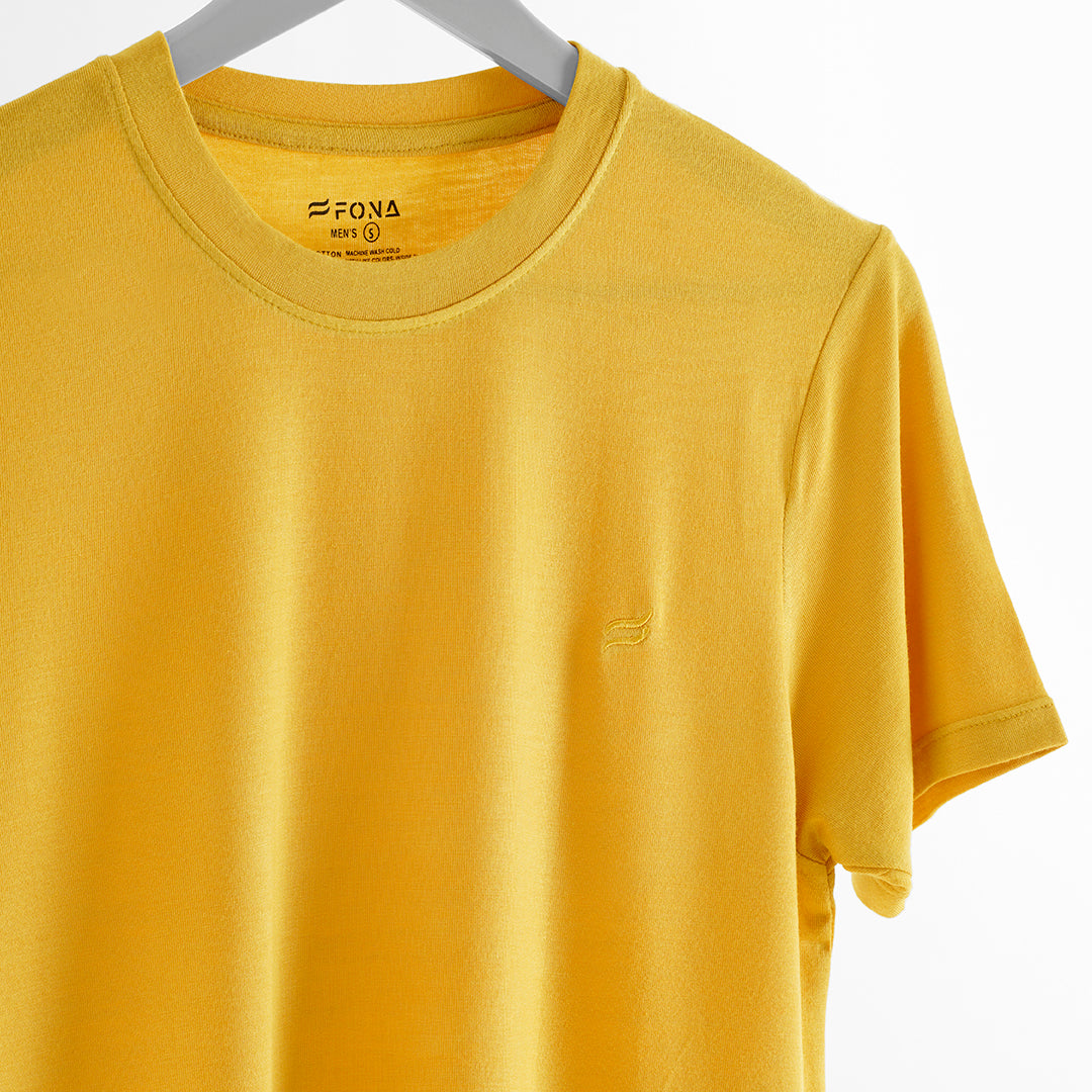 LEMON YELLOW CREW NECK MEN T-SHIRT