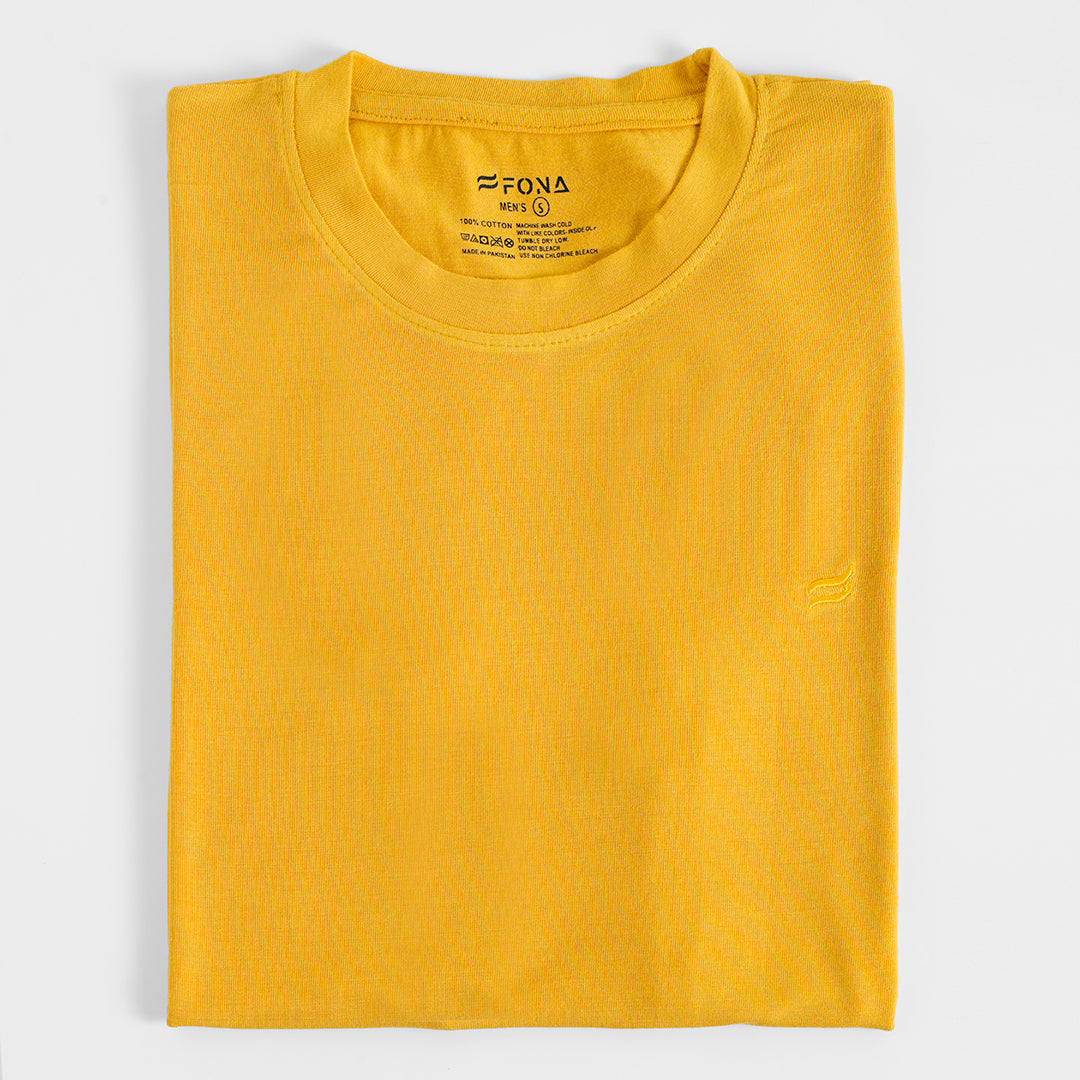 LEMON YELLOW CREW NECK MEN T-SHIRT