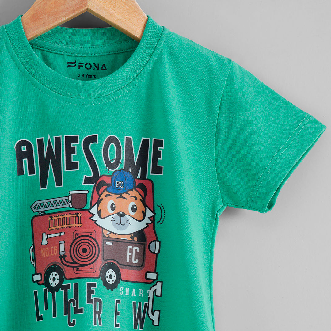 LITTLE CREW UNISEX T-SHIRT - TEAL GREEN