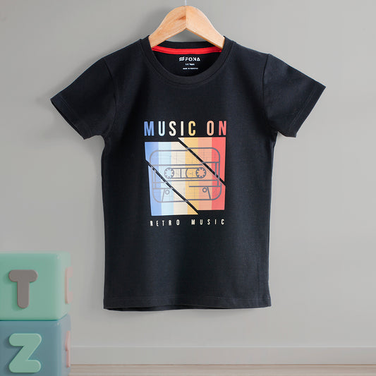 MUSIC ON UNISEX T-SHIRT - PEARL BLACK