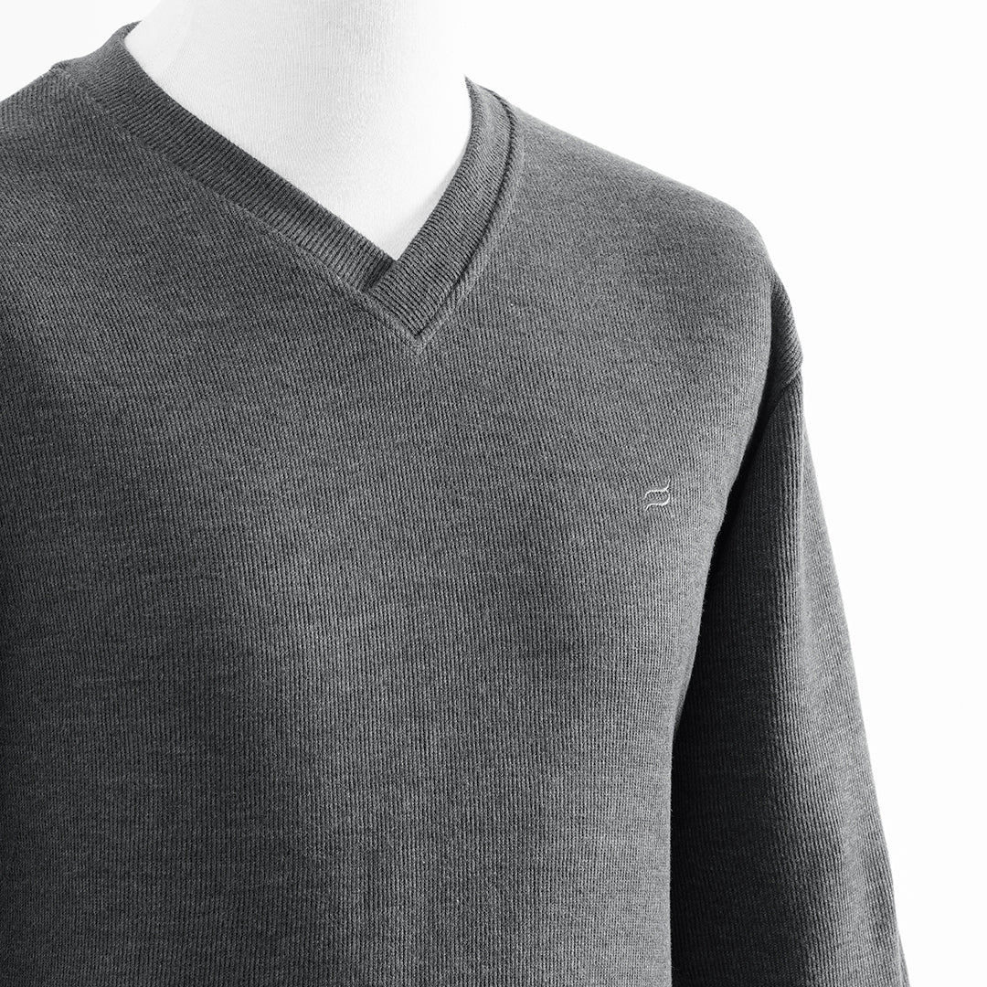 STONE GREY V NECK MEN SWEATSHIRT