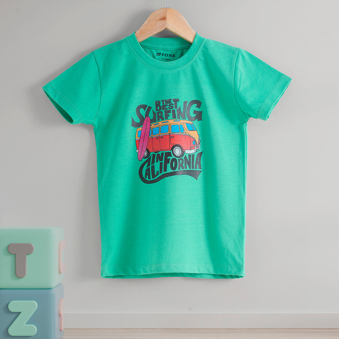 SURFING CALIFORNIA UNISEX T-SHIRT - TEAL GREEN