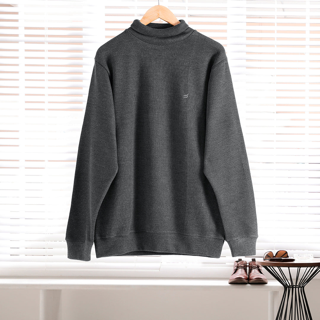 STEEL GREY HIGH-NECK MEN'S SWEATSHIRT