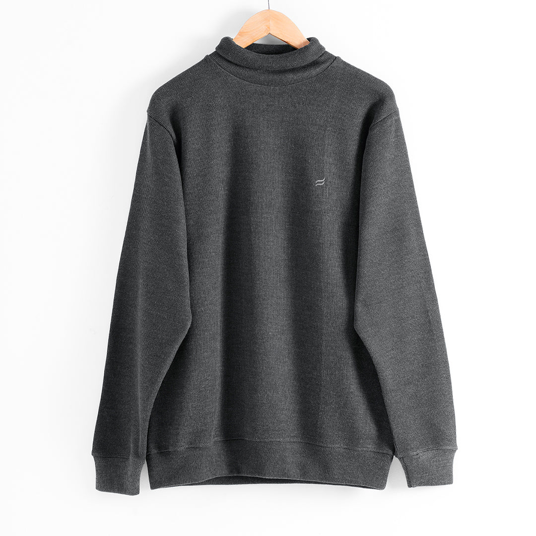 STEEL GREY HIGH-NECK MEN'S SWEATSHIRT