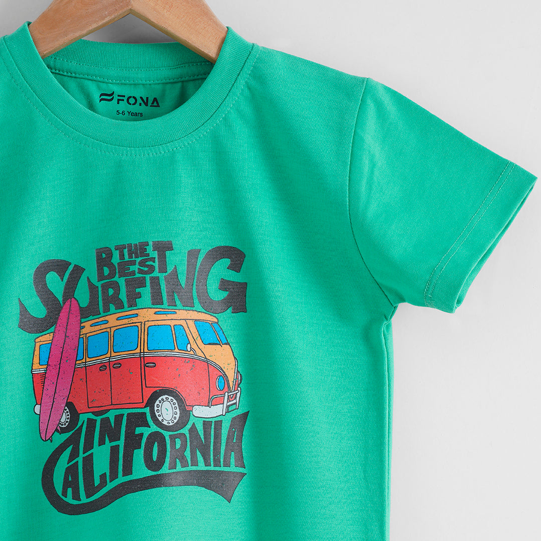 SURFING CALIFORNIA UNISEX T-SHIRT - TEAL GREEN