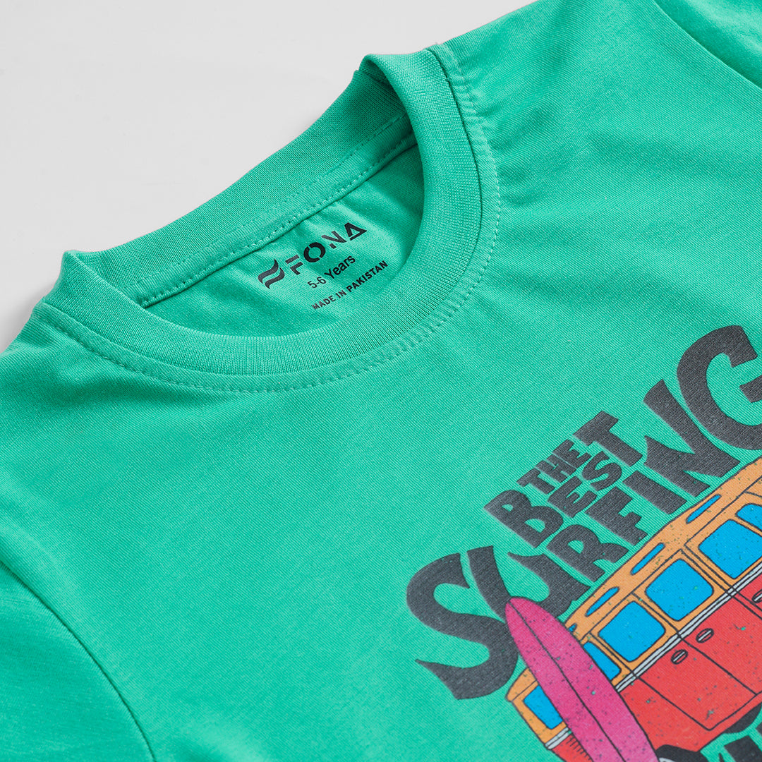 SURFING CALIFORNIA UNISEX T-SHIRT - TEAL GREEN