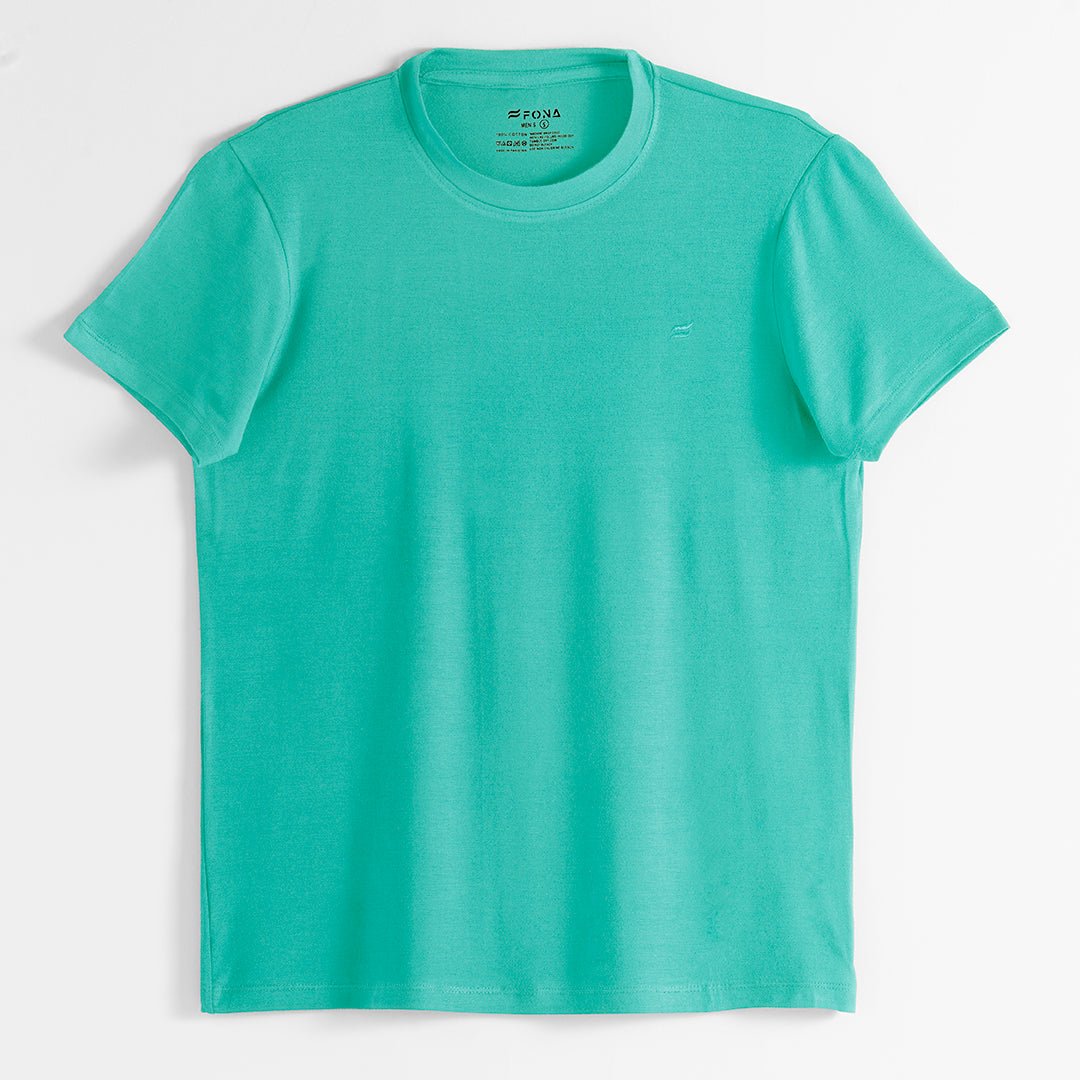 TEAL GREEN CREW NECK MEN T-SHIRT