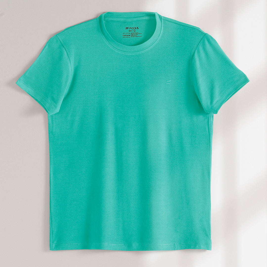 TEAL GREEN CREW NECK MEN T-SHIRT