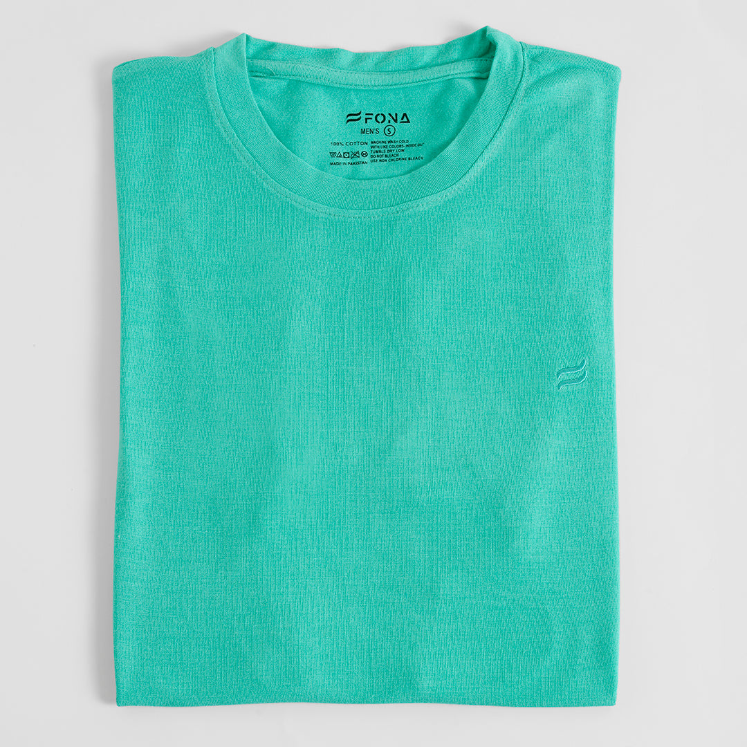 TEAL GREEN CREW NECK MEN T-SHIRT