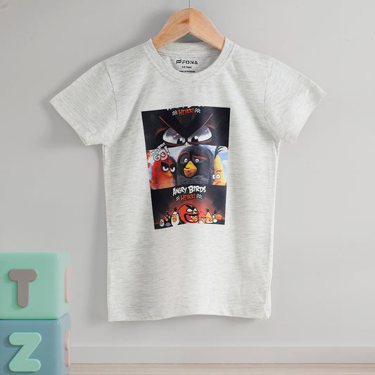 ANGRY BIRD UNISEX T-SHIRT - ASH WHITE