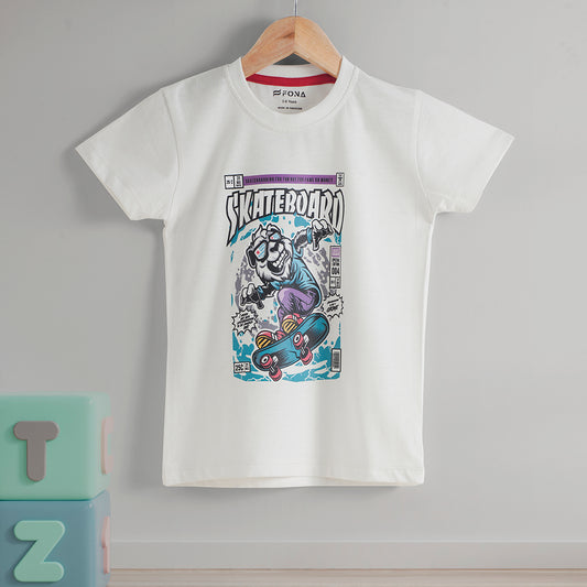 SKATE BOARD UNISEX T-SHIRT - PEARL WHITE