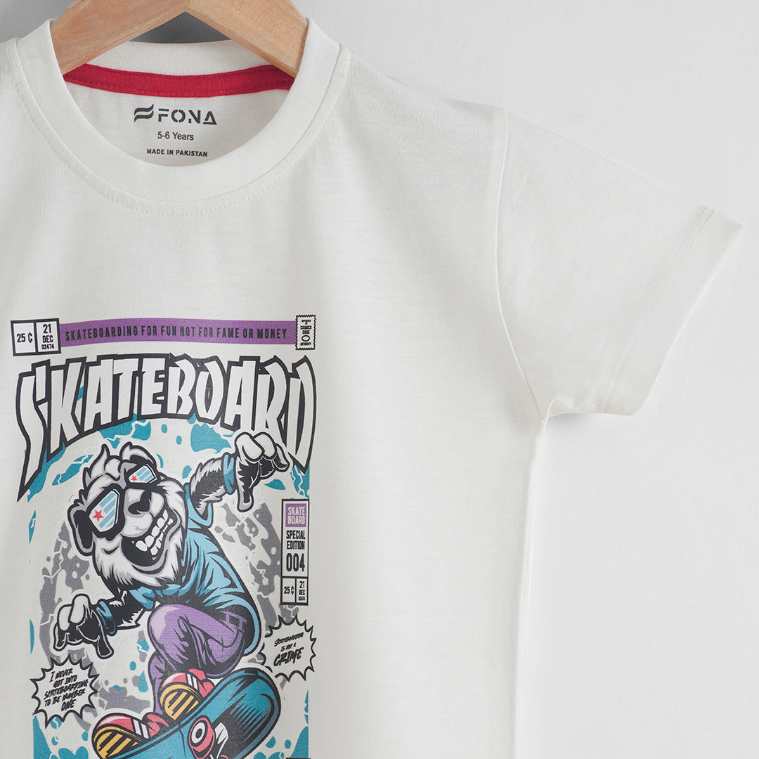 SKATE BOARD UNISEX T-SHIRT - PEARL WHITE