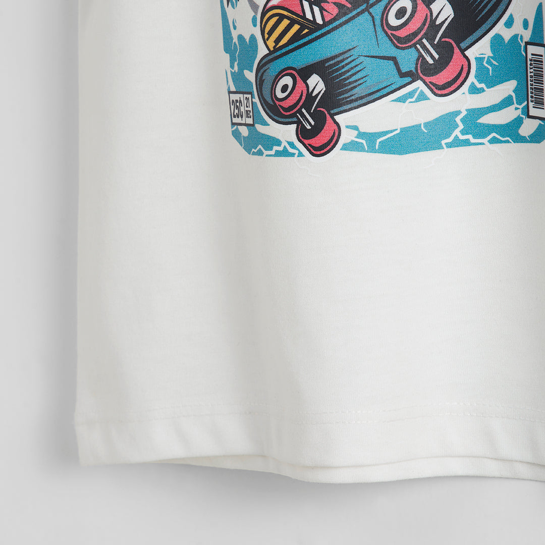 SKATE BOARD UNISEX T-SHIRT - PEARL WHITE