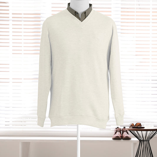 TOFU WHITE V NECK MEN SWEATSHIRT